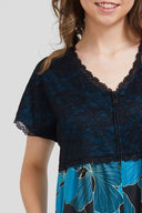 Lace & Jersey Zip-Front Lounger